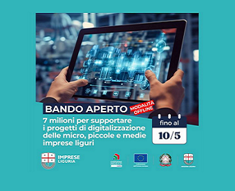 Regione Liguria - bando a sostegno della digitalizzazione delle imprese - apertura 3 maggio 2024 (off line 16 aprile)