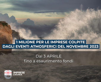 Attivato da Regione Liguria il 𝗙𝗼𝗻𝗱𝗼 𝗱𝗶 𝗚𝗮𝗿𝗮𝗻𝘇𝗶𝗮 𝗱𝗮 𝟭 𝗺𝗶𝗹𝗶𝗼𝗻𝗲 per sostenere le 𝗶𝗺𝗽𝗿𝗲𝘀𝗲 𝗱𝗮𝗻𝗻𝗲𝗴𝗴𝗶𝗮𝘁𝗲 𝗱𝗮𝗴𝗹𝗶 𝗲𝘃𝗲𝗻𝘁𝗶 𝗮𝘁𝗺𝗼𝘀𝗳𝗲𝗿𝗶𝗰𝗶 del novembre 2023 - FILSE