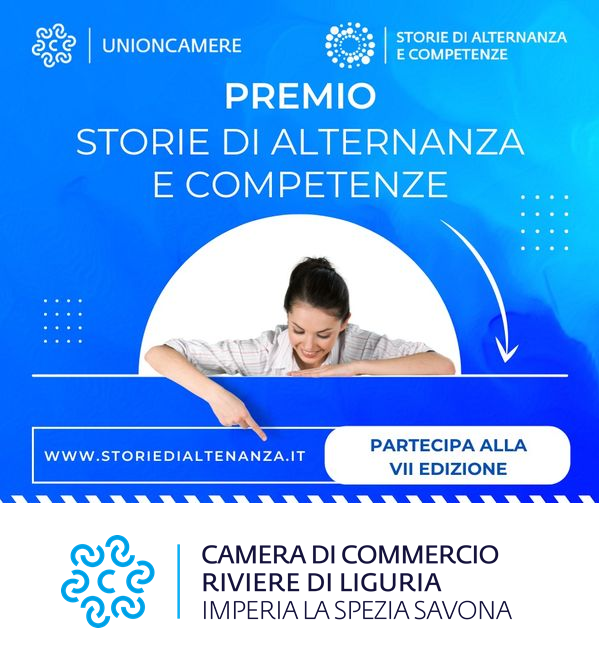 "donna che indica il sito del Premio Storie di Alternanza e Competenze - Anno 2024 - scadenza 11 ottobre 2024 "