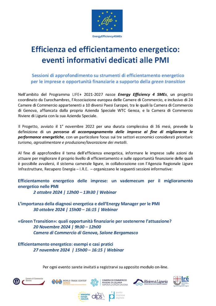 "ciclo di webinar cciaa liguri ire su efficientamento energetico ottobre novembre 2024"