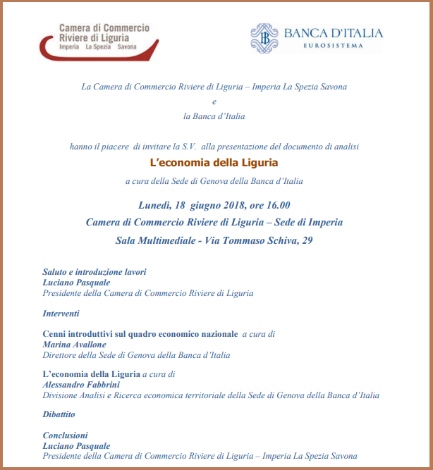 seminario BANCA ITALIA IMPERIA ECONOMIA LIGURIA 