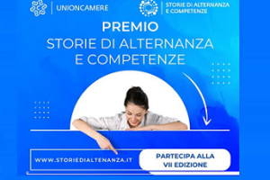 donna che indica il sito del Premio Storie di Alternanza e Competenze - Anno 2024 - scadenza 11 ottobre 2024 