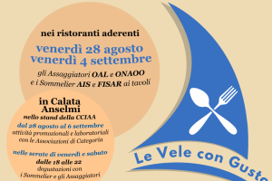 Le vele con gusto - Dal 28 agosto al 6 settembre 2026  - in Calata Anselmi, nell'Area Istituzionale delle Vele d'Epoca IMPERIA immagine logo iniziativa
