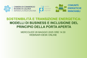 Partecipa al ciclo gratuito sulla Transizione Energetica e le Comunità Energetiche Rinnovabili (CER)! - prossimo evento 28 maggio 2025 Partecipa al ciclo gratuito sulla Transizione Energetica e le Comunità Energetiche Rinnovabili (CER)! - prossimo evento 28 maggio 2025
