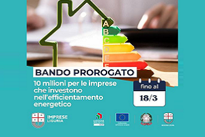 Regione Liguria - efficientamento energetico  - Nuovo bando PR FESR 2021-2027 per riduzione dei consumi energetici e delle emissioni di gas climalteranti delle imprese e delle aree produttive - Domande fino al 18 marzo 2024