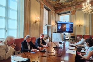 60° Festival Teatrale di Borgio Verezzi - Conferenza stampa di chiusura in Camera di Commercio FOTO CON SINDACO BORGIO V. BERTA ROLANDI e giornalisti