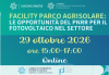 Save the date - 29 OTTOBRE 2026 - WEBINAR ONLINE GRATUITO "Facility parco agrisolare: le opportunità del PNRR per il fotovoltaico nel settore" con i loghi degli organizzatori CCIAARIVLIG PID DINTEC UNIONCAMERE 
